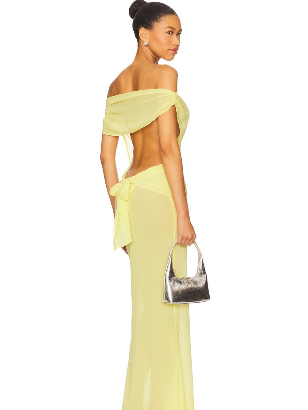 I.AM.GIA Strapless Sheer Lemon Yellow Maxi Dress